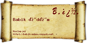 Babik Ádám névjegykártya