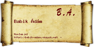 Babik Ádám névjegykártya